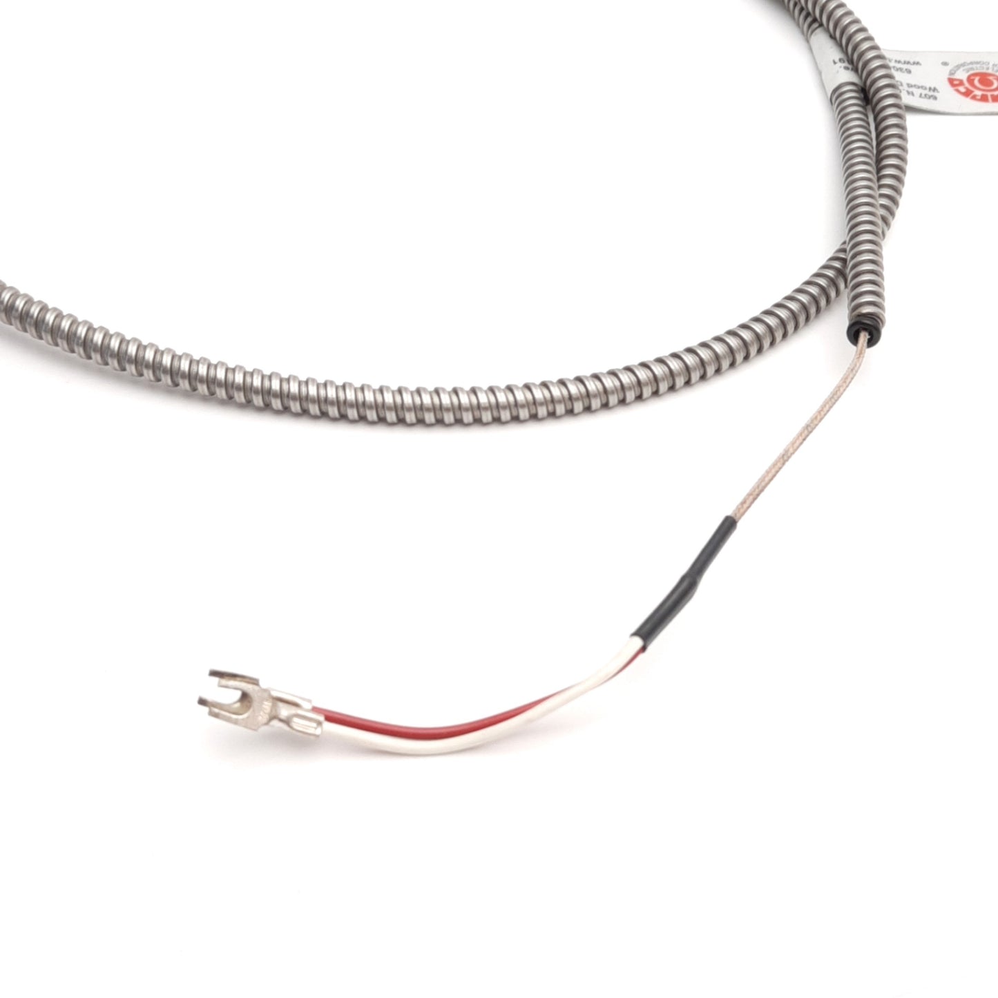 Used Tempco TCP20001 Thermocouple, Type J, 1/5" x 3/8" Probe, 5Ft Armored Leads