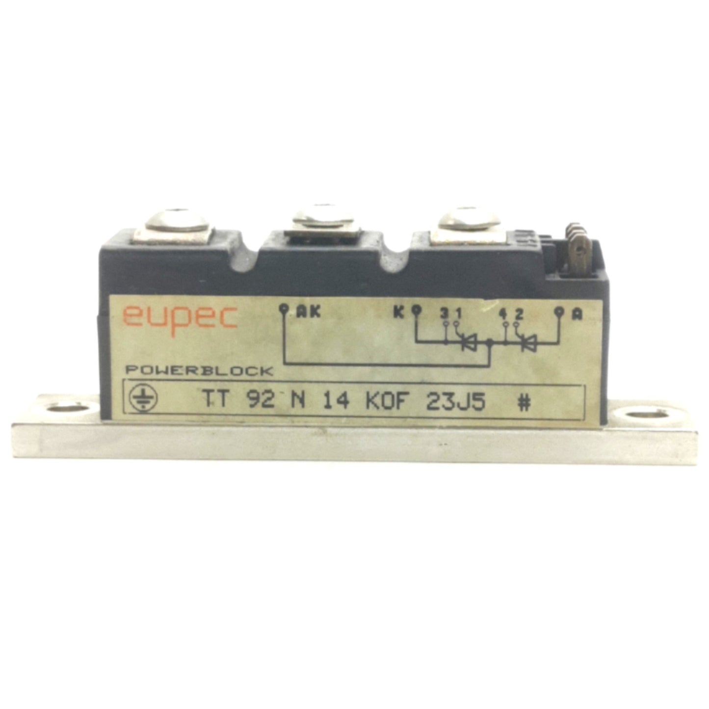 Used Eupec TT92N14KOF23J5 SCR Module, 1.4kV AC, 104A, 1.4V Trigger, 200mA Holding