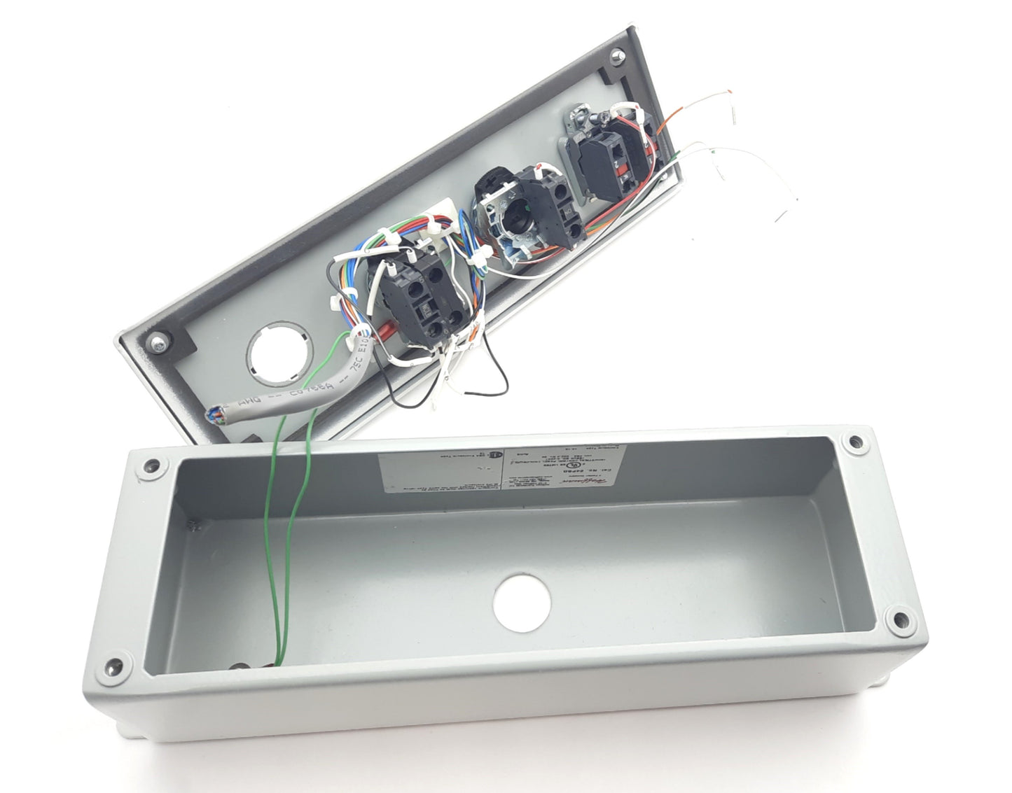 Used Hoffman E4PBG Pushbutton Enclosure Allen Bradley E-Stop Operator Panel