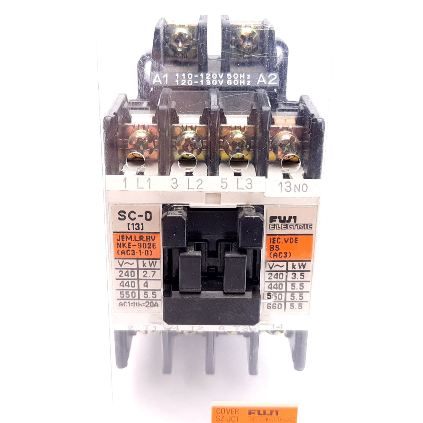 Used Fuji Electric SC-0 4NC0F0 Contactor, 3-Pole W/ N/O Aux, Coil: 110-130VAC