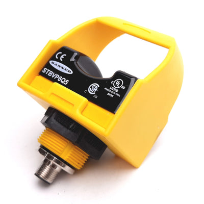 Used Banner STBVP6Q5 Safety Touch Button, 10-30VDC, PNP Output, 4-Pin M12, With Guard