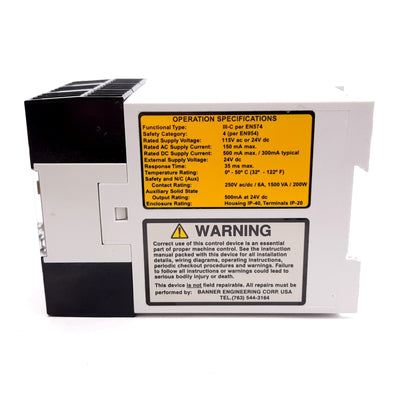 Used Banner AT-GM-11KM Dou-Touch Two-Hand Control Module, 115VAC/24VDC, N/C Aux