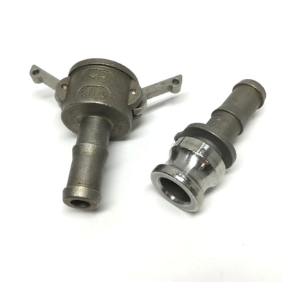 Used PT Coupling 07E & 07C 316SS Cam & Groove Coupler Ø3/4" Hose Shank w/ Adapter