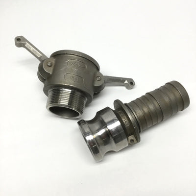 Used PT Coupling 15B & 15E 316SS Cam & Groove Coupler Ø1-1/2" w/Hose Shank Adapter