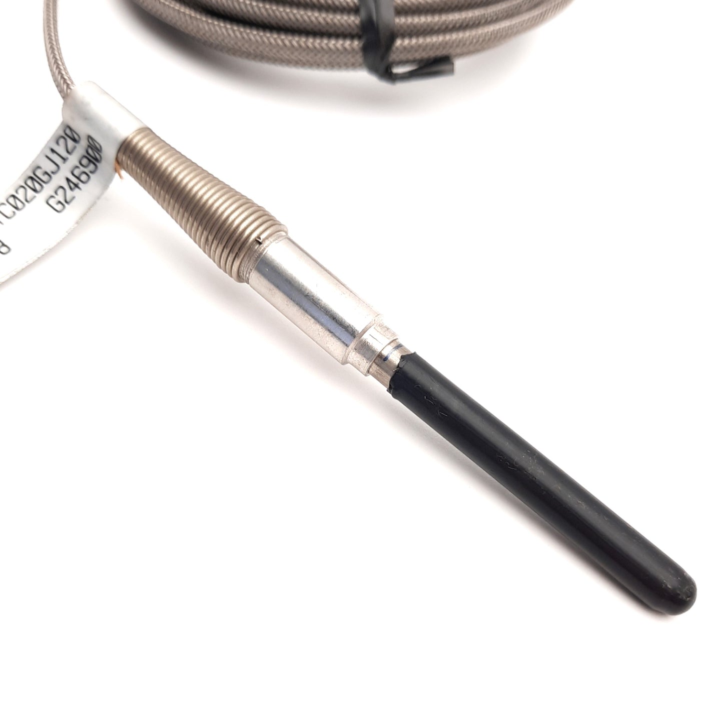Used Watlow AFJM0TC020GJ120 Thermocouple, Type J, 1/4" X 2" Sheath, *Cut Coating*