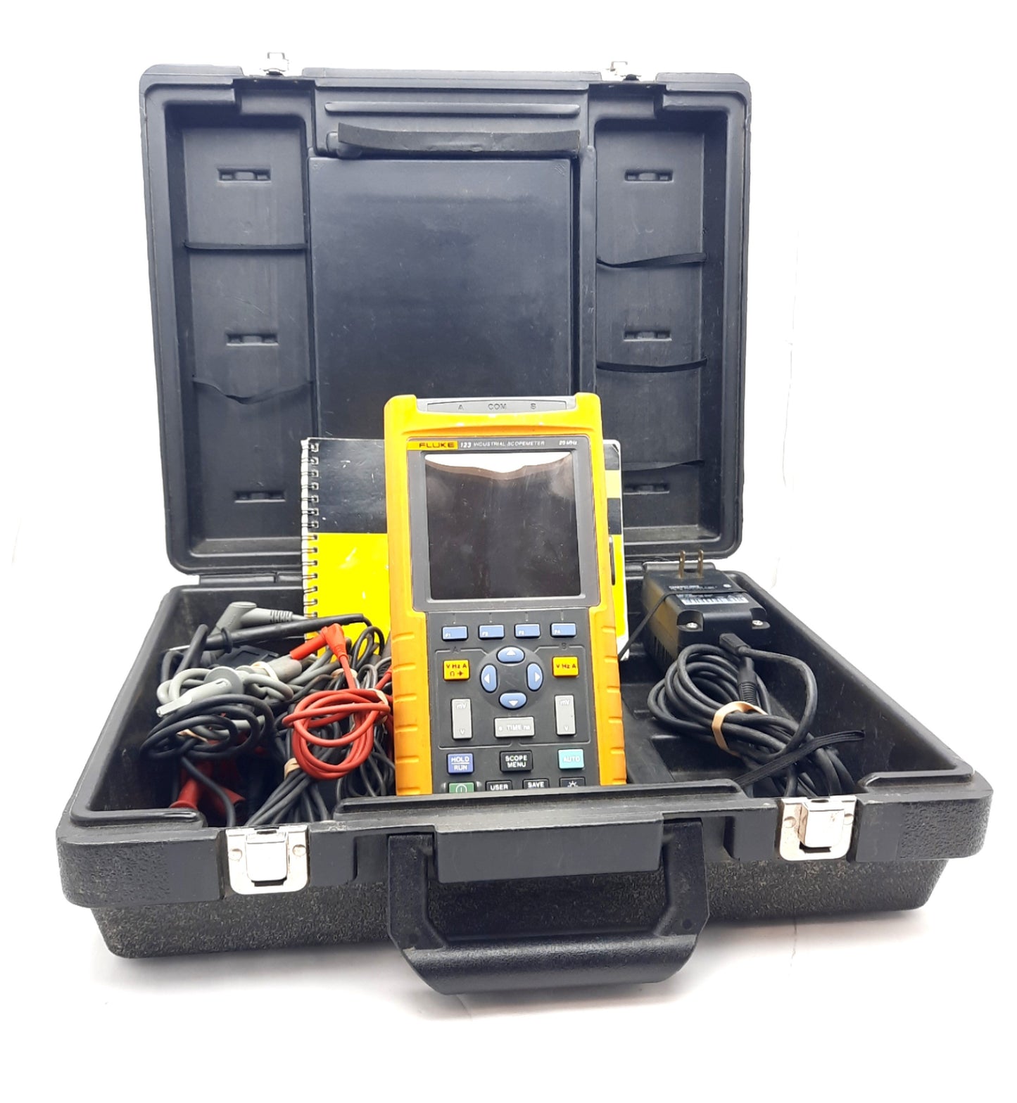Used Fluke 123 Industrial Scopemeter 20mhz 10-21VDC 5W 8 Bit 5mm Jack IP51