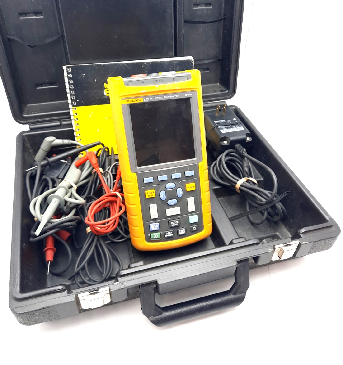 Used Fluke 123 Industrial Scopemeter 20mhz 10-21VDC 5W 8 Bit 5mm Jack IP51