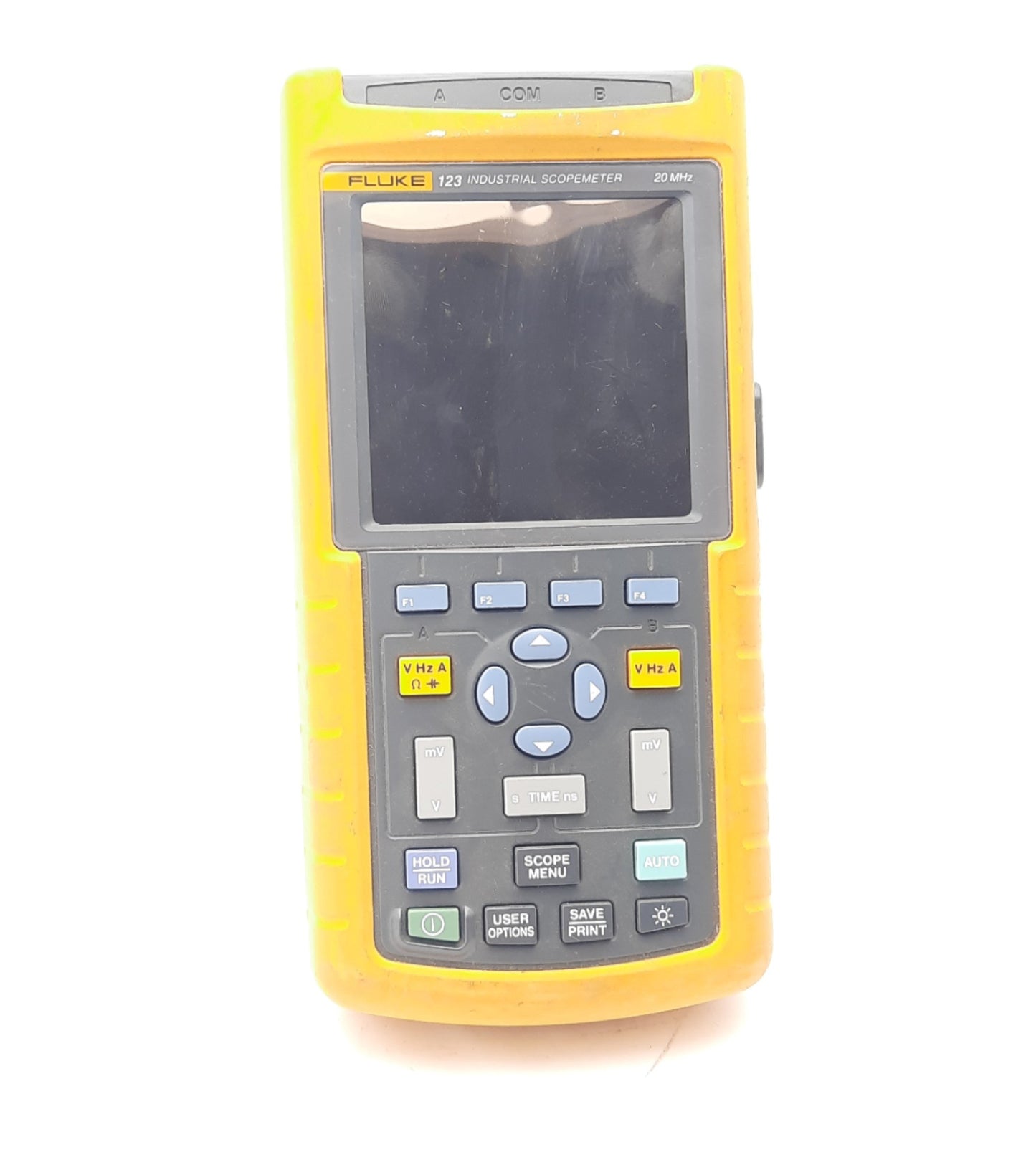 Used Fluke 123 Industrial Scopemeter 20mhz 10-21VDC 5W 8 Bit 5mm Jack IP51