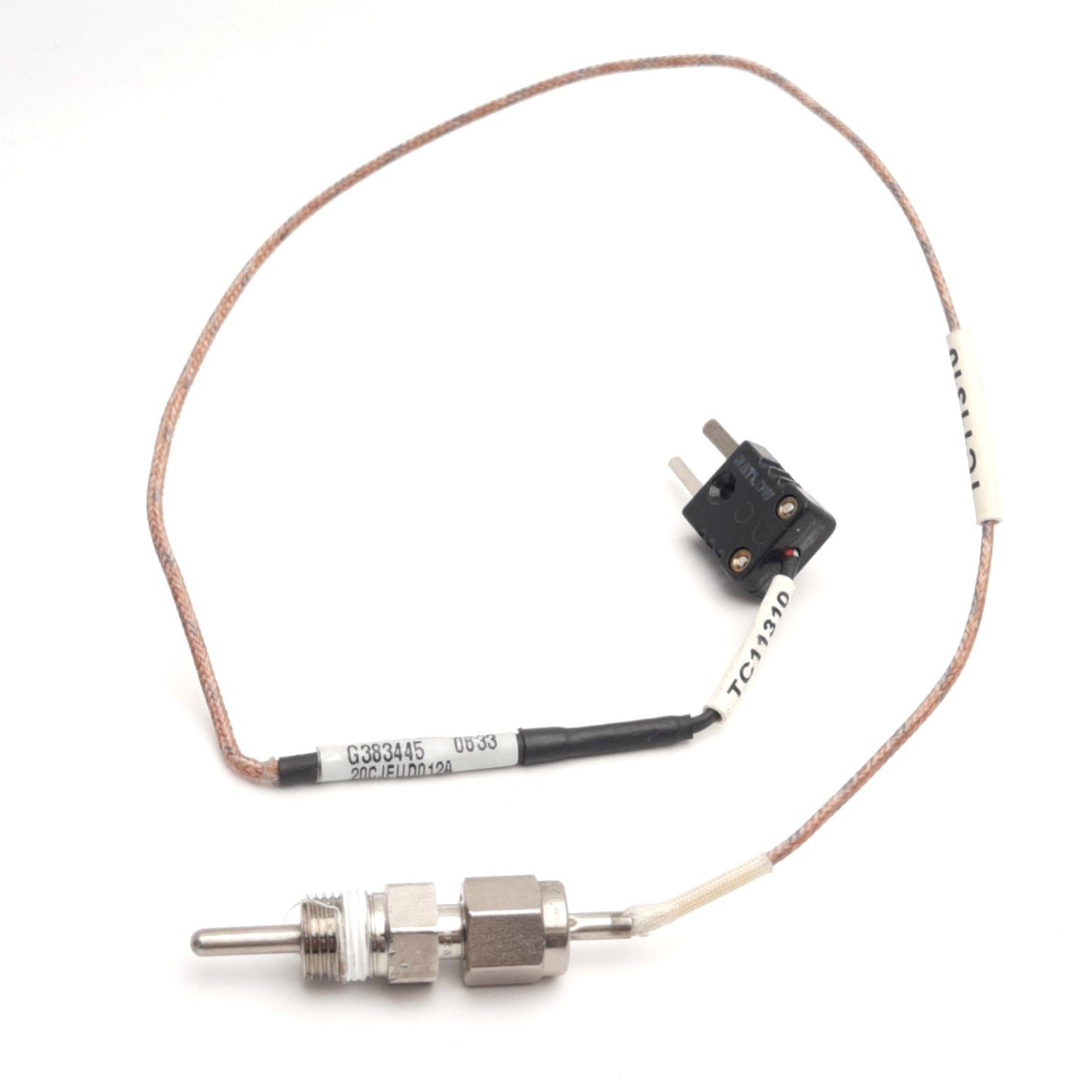 Used Watlow 20CJFUD012A Type J Thermocouple 1/8" x 2" Sheath 1/8" NPT, Mini-Male Plug