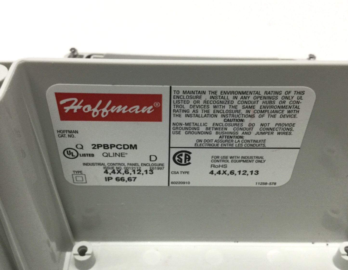 Used Lot of 3 Hoffman Q2PBPCDM Pushbutton Box Enclosures Polycarbonate *Holes Added*