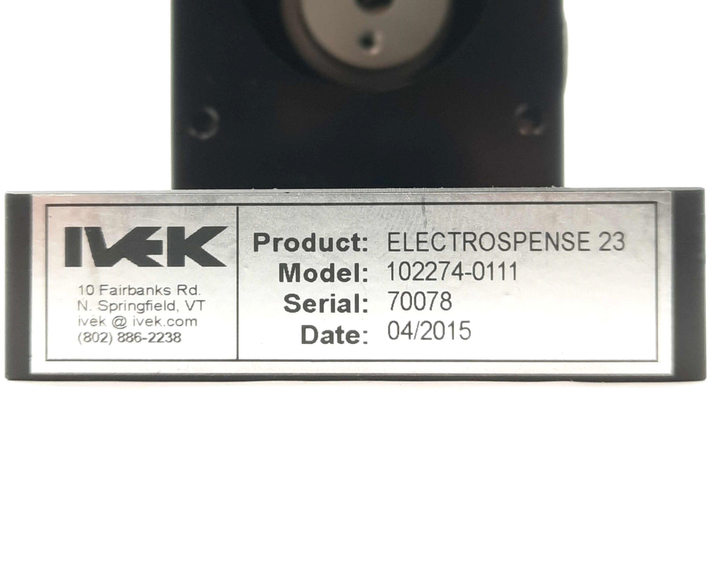 New – Open box IVEK 102274-0111 ELECTROSPENSE 23 Fluid Dispensing Pump Head 130mL/min 0-109µL