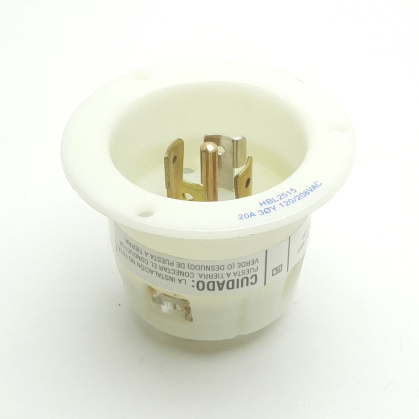 New – Open box Hubbell HBL2515 Twist-Lock Flanged Inlet, 4-Pole 5-Wire, 20A, 120/208VAC, 3ØY