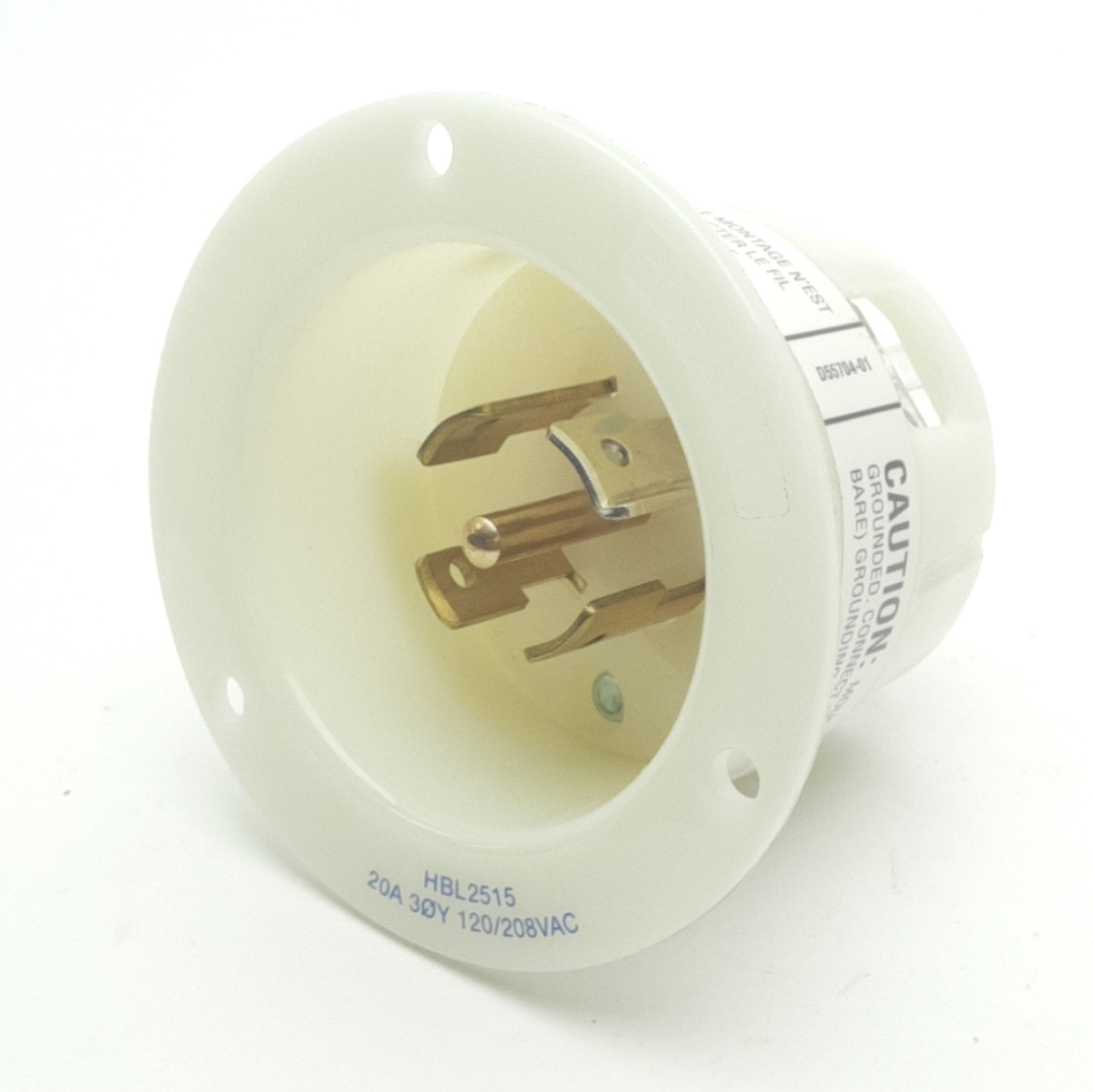 Hubbell HBL2515 Twist-Lock Flanged Inlet, 4-Pole 5-Wire, 20A, 120/208V ...