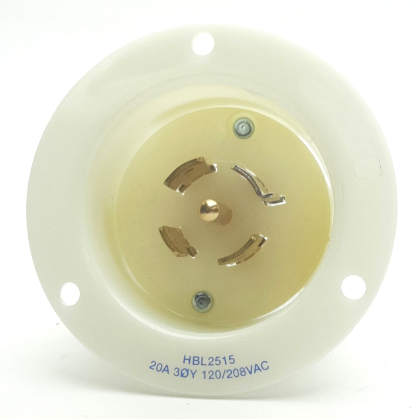 New – Open box Hubbell HBL2515 Twist-Lock Flanged Inlet, 4-Pole 5-Wire, 20A, 120/208VAC, 3ØY
