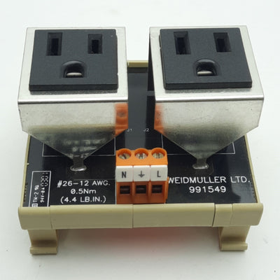 Used Weidmuller 9915490000 Module Outlet AC Duplex, 15A, 125VAC, NEMA 5-15R