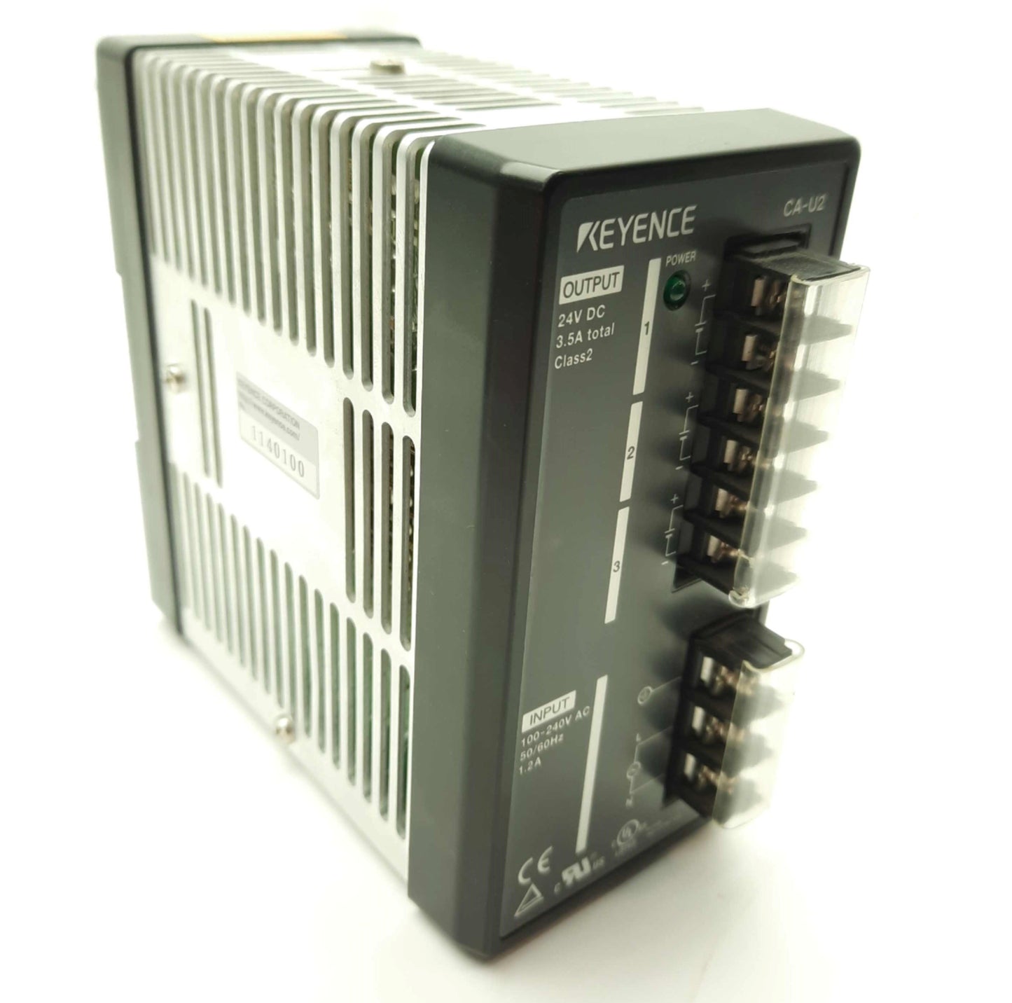 Used Keyence CA-U2 Power Supply Out: 24VDC 3.5A In: 100-240VAC 50/60Hz 1.2A DIN Rail