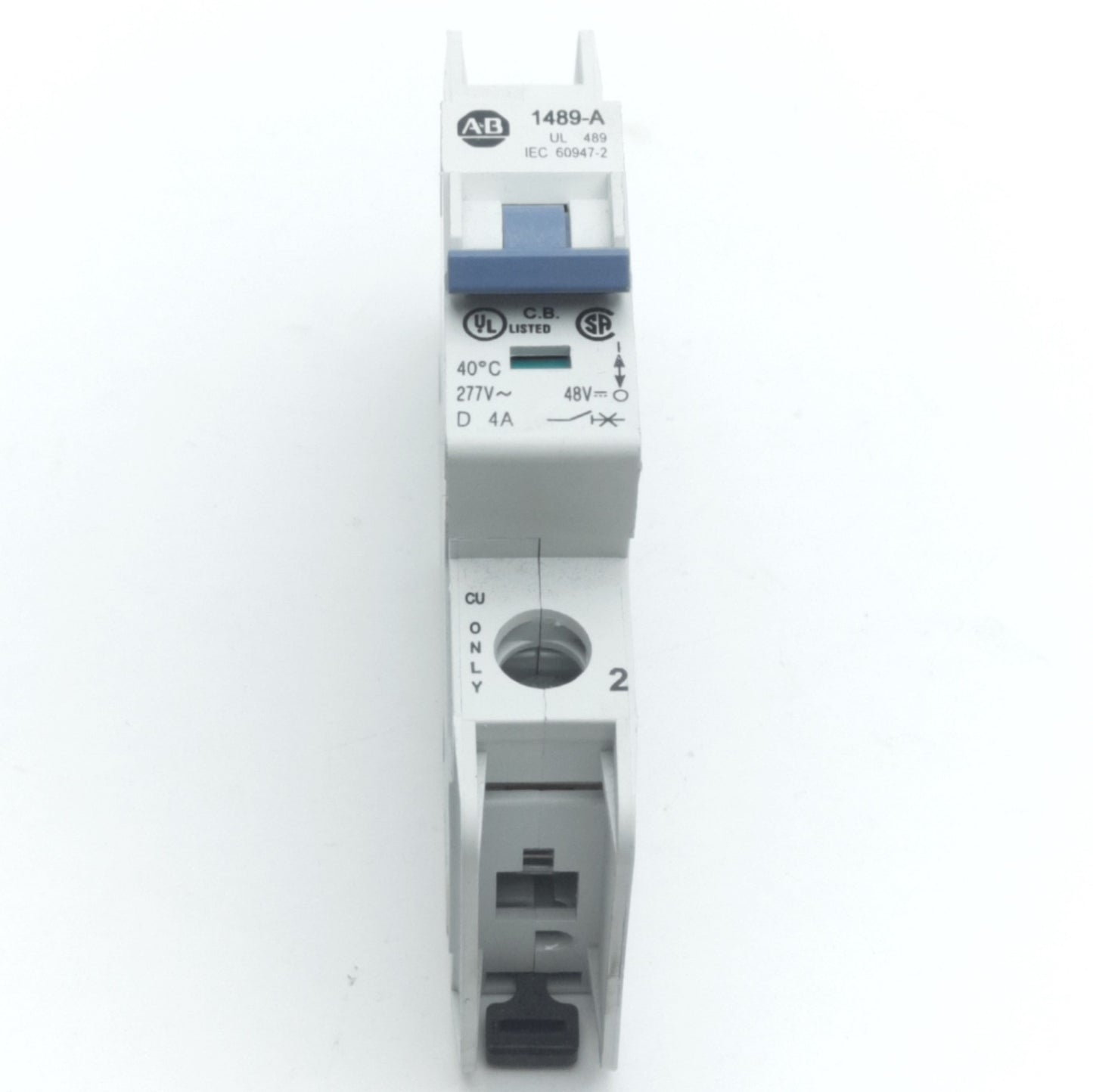Used Allen Bradley 1489-A1D040 Miniature Circuit Breaker, 1-Pole, 4A, 277VAC/48VDC