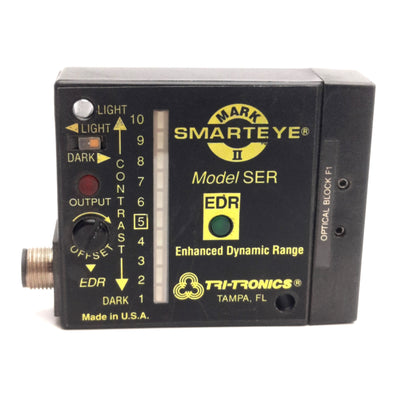 Used Tritronics SERF1 Photoelectric Sensor M12 4-Pin, 12-24V DC, NPN/PNP, Red Light