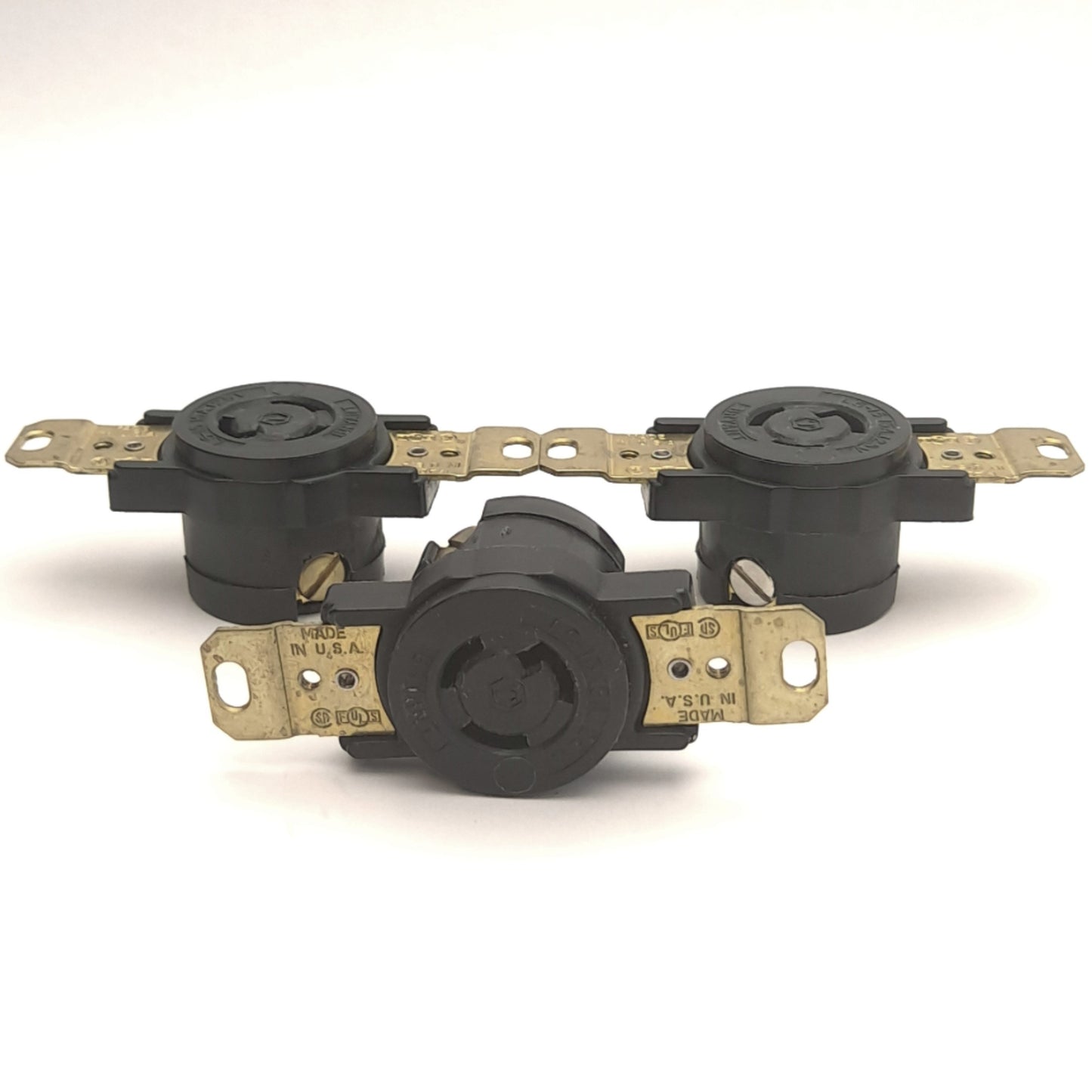Used Lot of 3 Bryant 4710 Twist Lock Receptacle, 15A, 125V, 2-Pole, 3-Wire, L5-15R