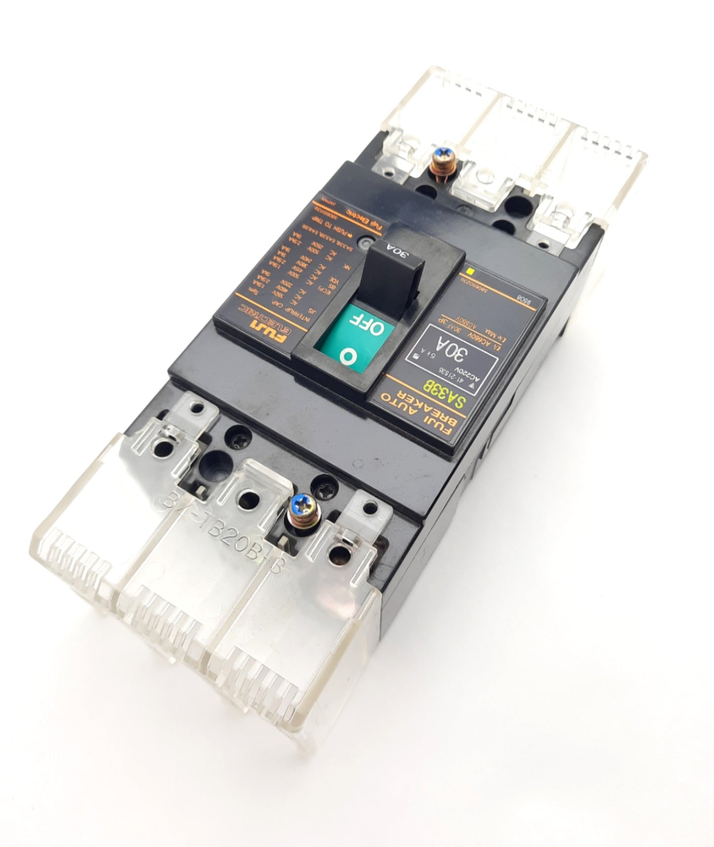 Used Fuji SA33B Auto Breaker 3-Pole Current Rating 30A Voltage Rating: 550VAC