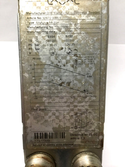Used Alfa Laval AlfaNova 14-20H SS Bonded Plate Heat Exchanger G3/4" 30bar -160/225°C