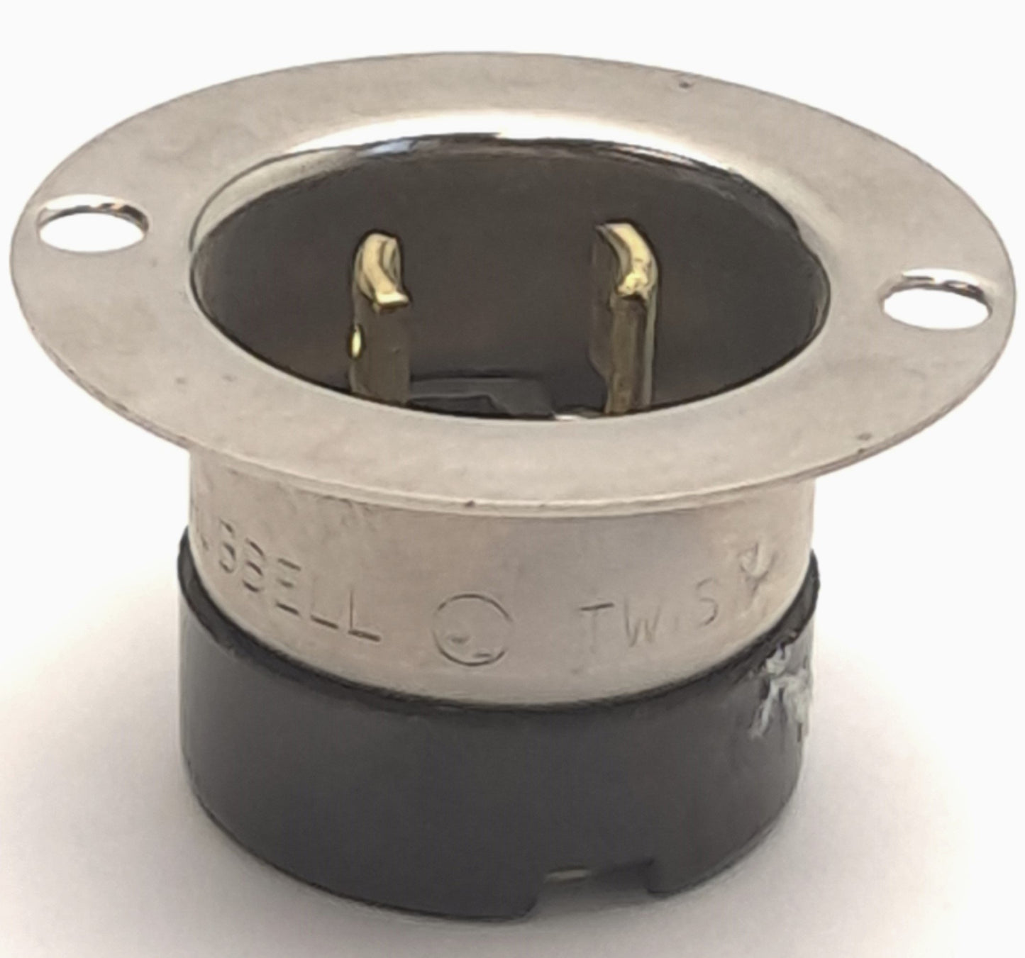 Used Lot of 2 Hubbell HBL7467 Flanged Inlet Twist Lock, 2-Wire Non-Grounding, 2-Pole