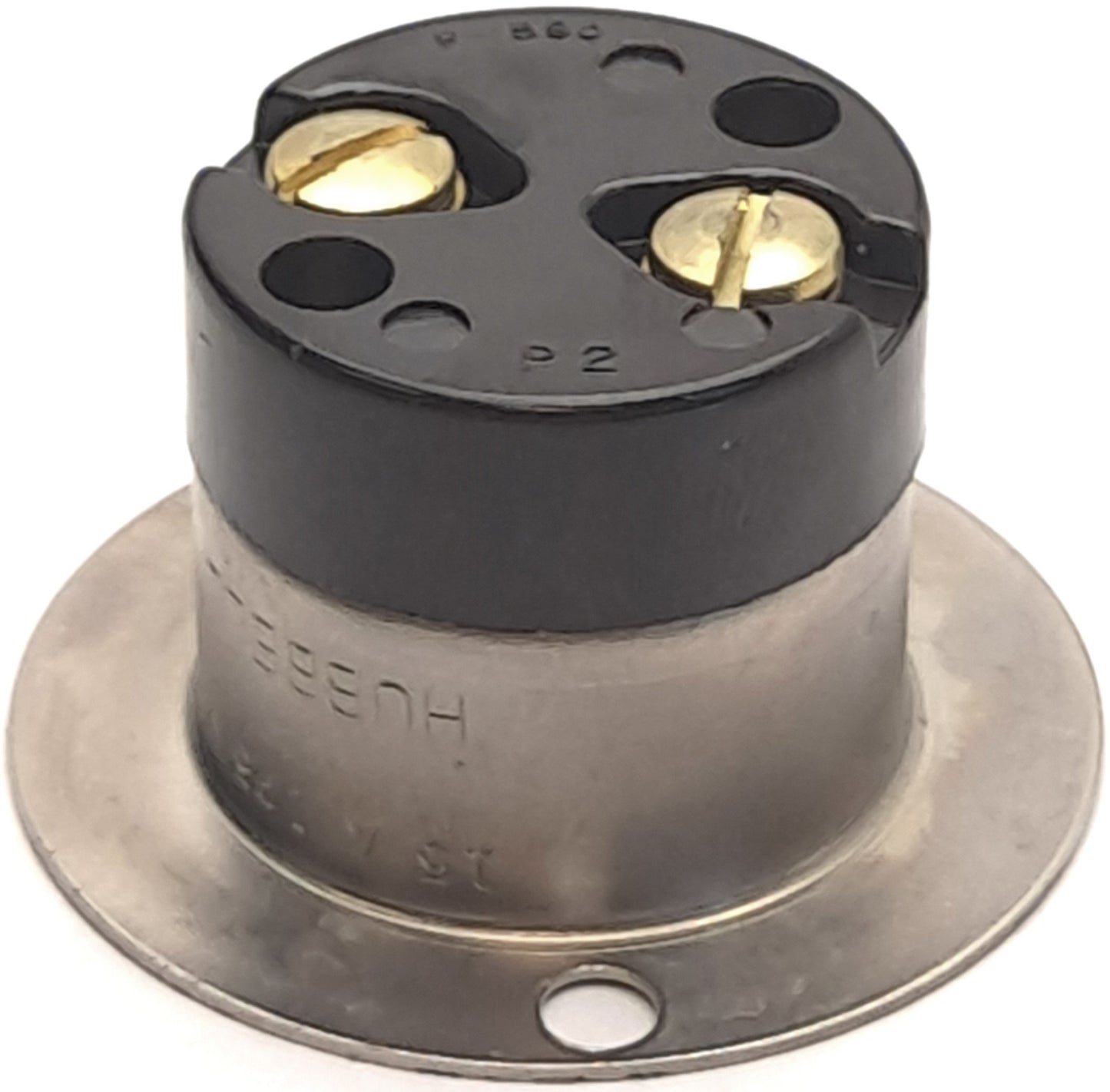 Used Lot of 2 Hubbell HBL7467 Flanged Inlet Twist Lock, 2-Wire Non-Grounding, 2-Pole