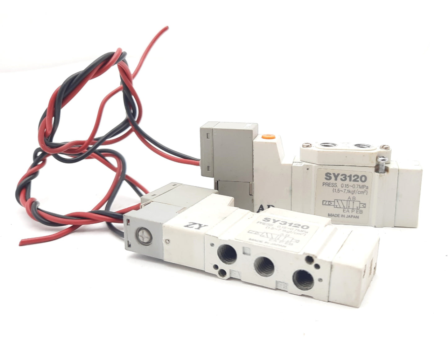 Used Lot of 2 SMC SY3120 Solenoid Valve, 2-Position 5-Port, 24VDC M5x0.8 0.15-0.7MPa