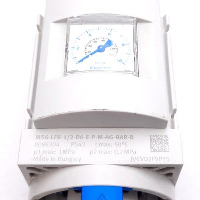 Used Festo MS6-LFR-1/2-D6-EPM-AG-BAR-B Filter/Regulator, In: 1MPa, Out: 0.7MPa, G1/2