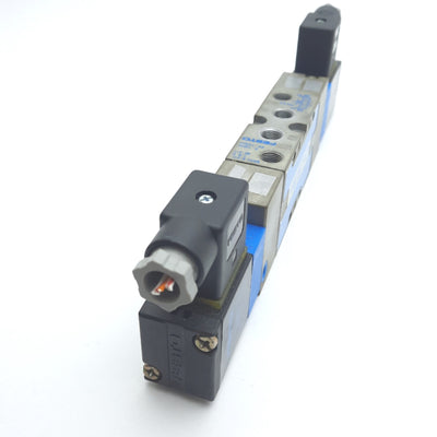 Used Festo MVH-5/3G-1/8-B Solenoid Valve, 1/8"NPT, 40-145PSI, 3-10 Bar, Coil: 24VDC