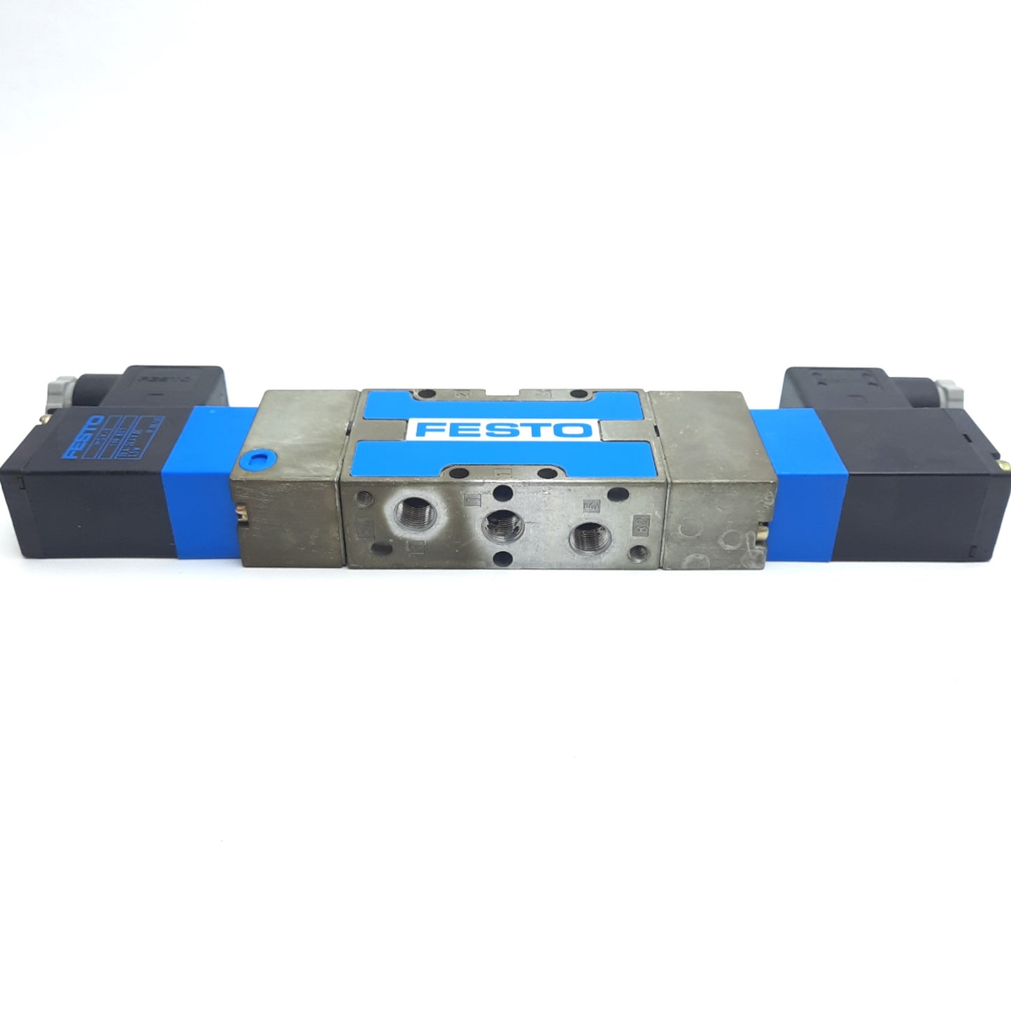Used Festo MVH-5/3G-1/8-B Solenoid Valve, 1/8"NPT, 40-145PSI, 3-10 Bar, Coil: 24VDC