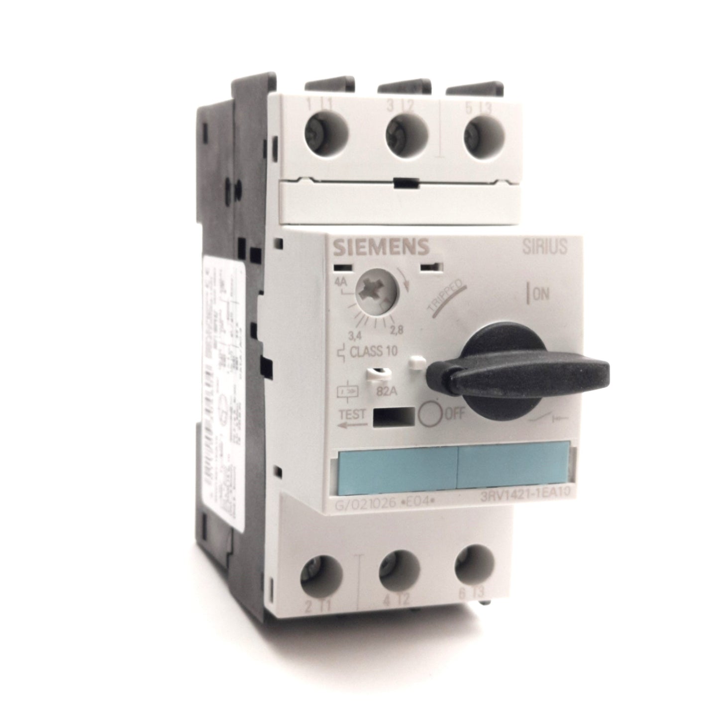 New Siemens 3RV1421-1EA10 Motor Protection Circuit Breaker, 3-Pole, 4A Max, 690VAC