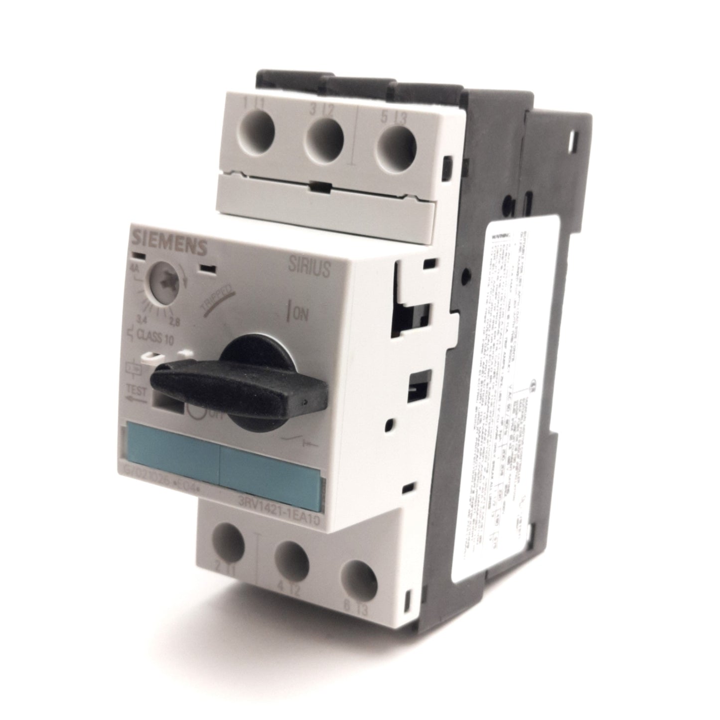 New Siemens 3RV1421-1EA10 Motor Protection Circuit Breaker, 3-Pole, 4A Max, 690VAC