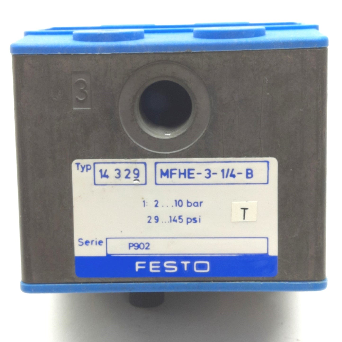 Used Festo MFHE-3-1/4-B Solenoid Valve, 1/4"NPT, 2 to 10 bar, 1200l/min Flow Rate