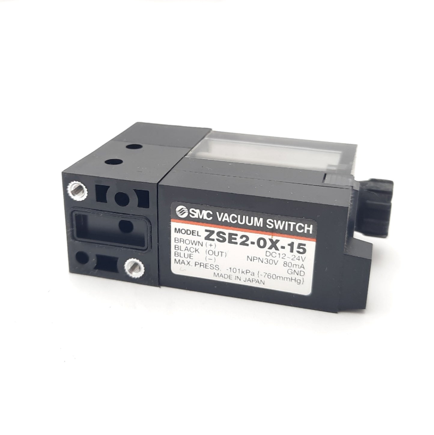 Used SMC ZSE2-0X-15 Vacuum Switch M5 x 0.8 NPN Open collector -101KPa-0KPa 12-24VDC