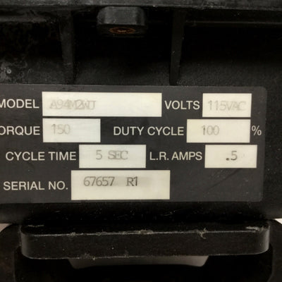 Used Asahi A94M2WJ 1/4-Turn Electric Valve Actuator 115VAC, 150 in-lbs, 2x SPDT 15A