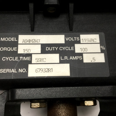 Used Asahi A94M2WJ 1/4-Turn Valve Electric Actuator 115VAC, 150 in-lbs, 2x SPDT 15A