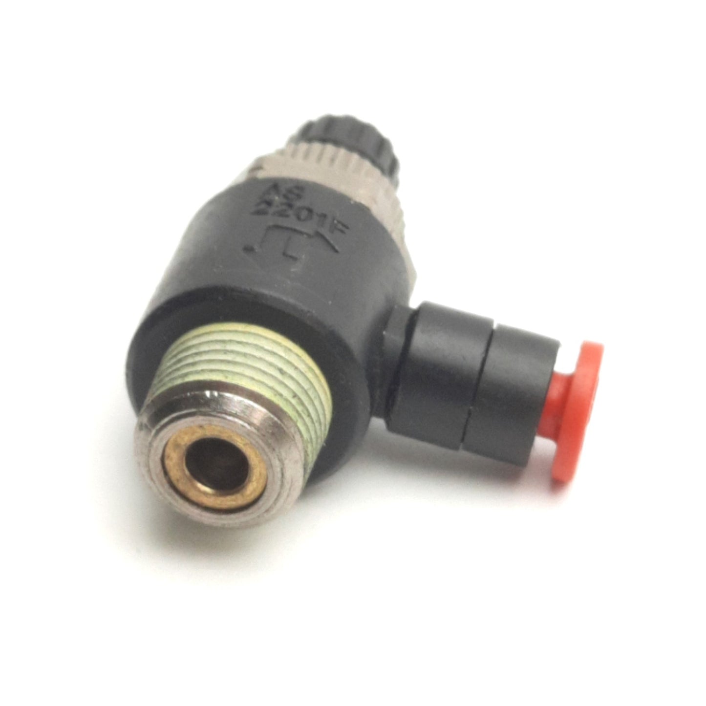 Used Lot of 3 SMC AS2201F-N01-01SJ Flow Control Fitting, 1/8" P2C, 1/8" NPT, 1 MPa