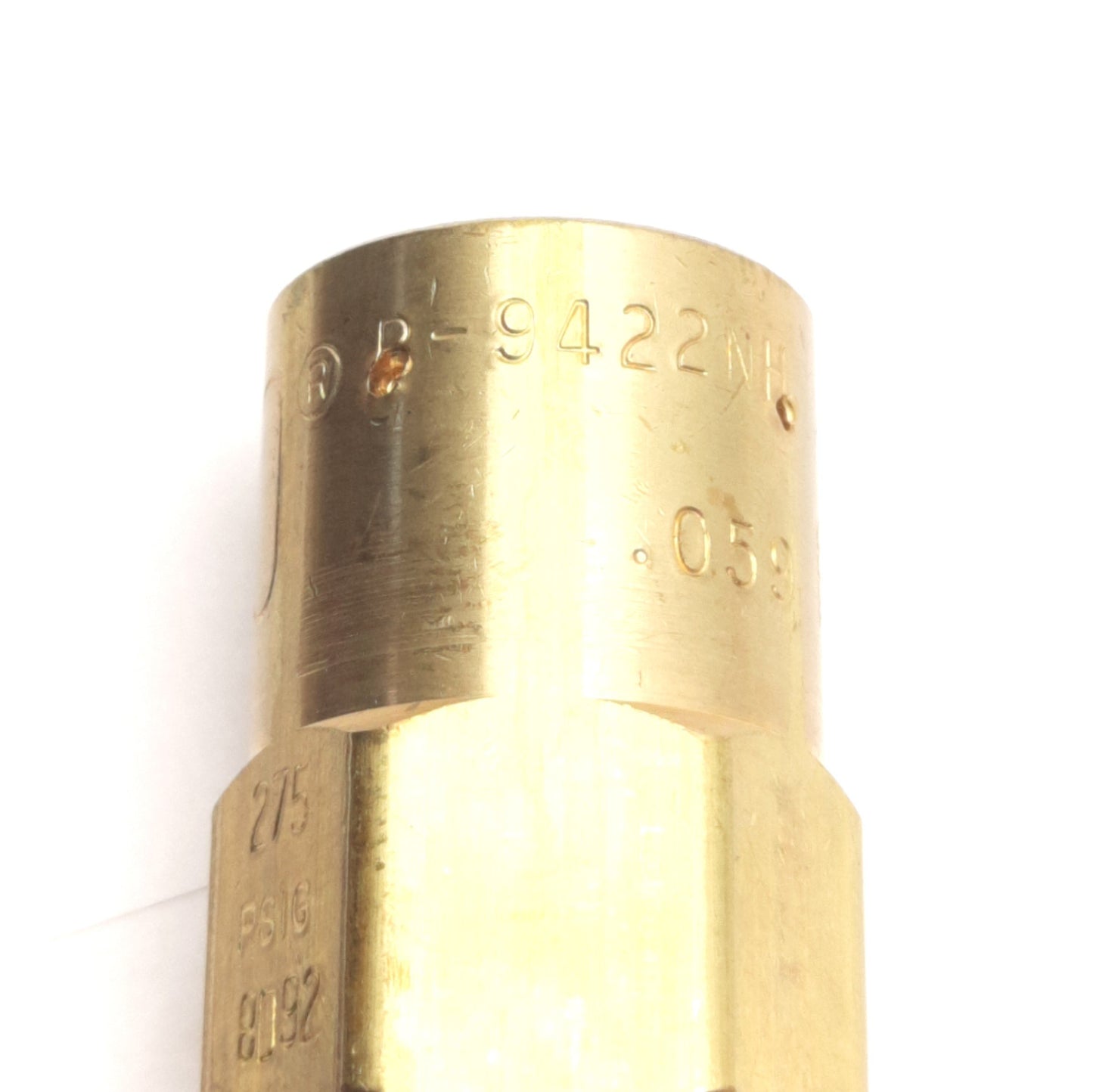 Used Rego B-9422NH Pressure Relief Valve, Brass, 275 Psig, 1/4" NPT Male, 8D92