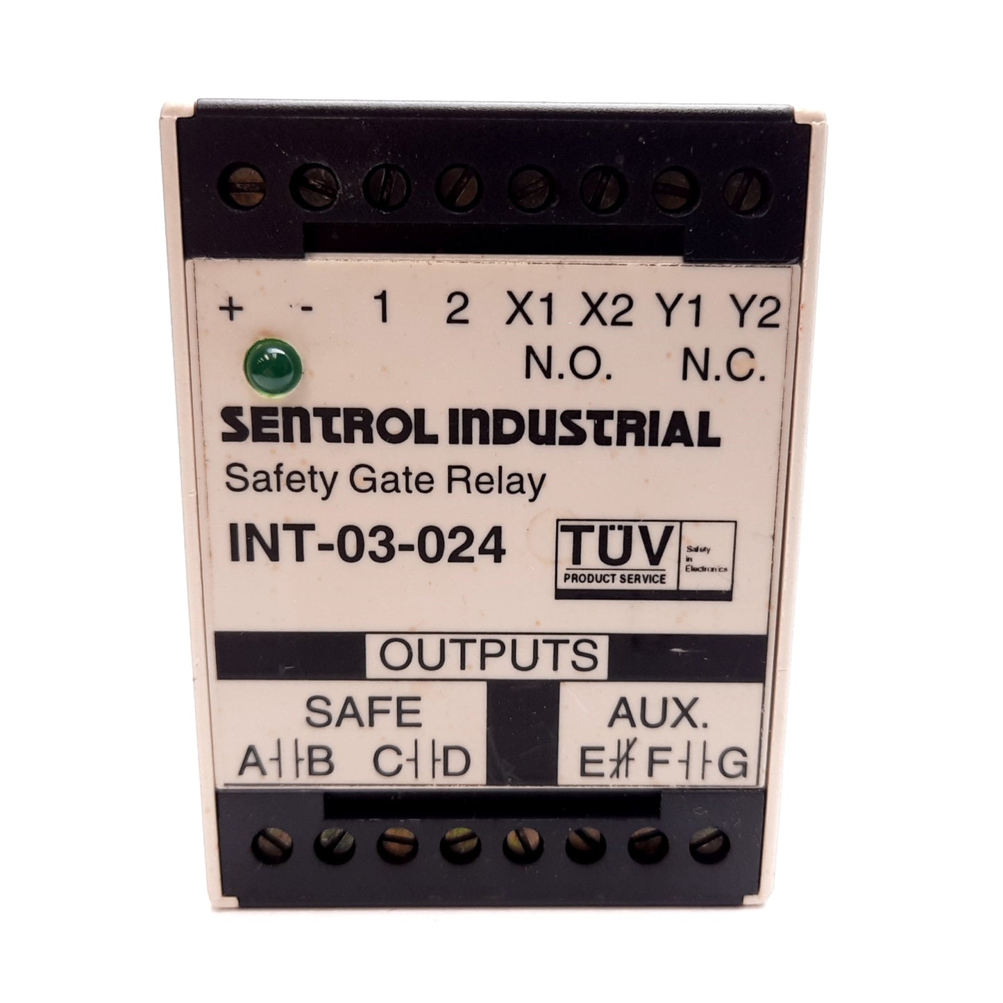Used Sentrol INT-03-024 Safety Gate Relay, 24VDC, Out: 120-230VAC/30-60VDC