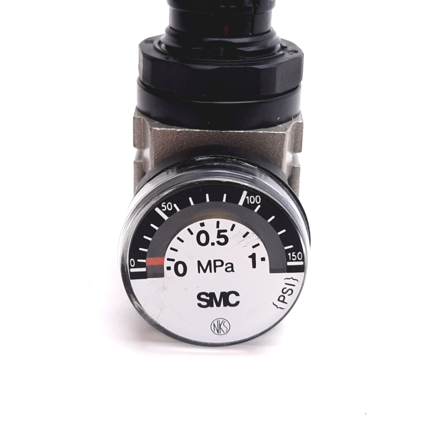 Used SMC AR10-M5H-Z Pressure Regulator, Supply: 145psi, Set: 7-100psi, M5x0.8