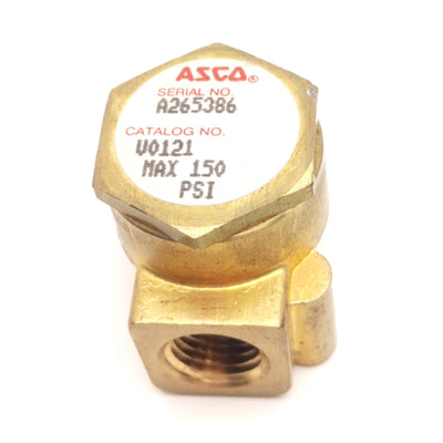 Used Asco V0121 High-Flow Compact Check Valve, 1/4" NPT, 9/32 Orifice, 150Psi Max
