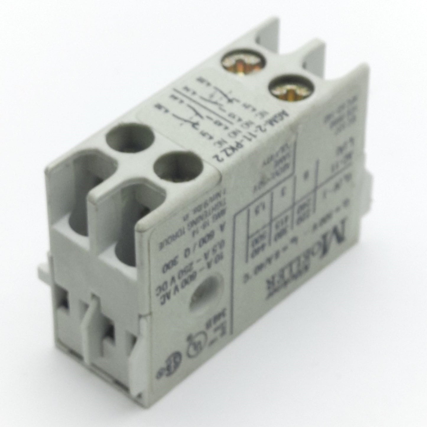 Used Moeller AGM-2-11-PKZ2 Auxiliary Contact, 600 VAC 10A, 250VDC 0.5A, 2NO/2NC