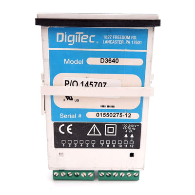 Used DigiTec D3640 Strain Gage / Load Cell Meter, 100-240VAC, Display: -1999 to 9999