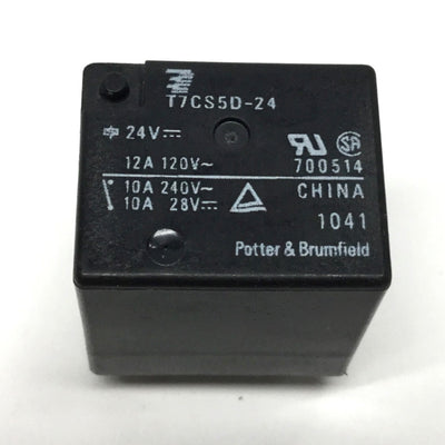 New – Open box Lot of 5 Potter & Brumfield T7CS5D-24 5-Pin PCB Relay 24VDC Coil SPDT 240VAC 10A