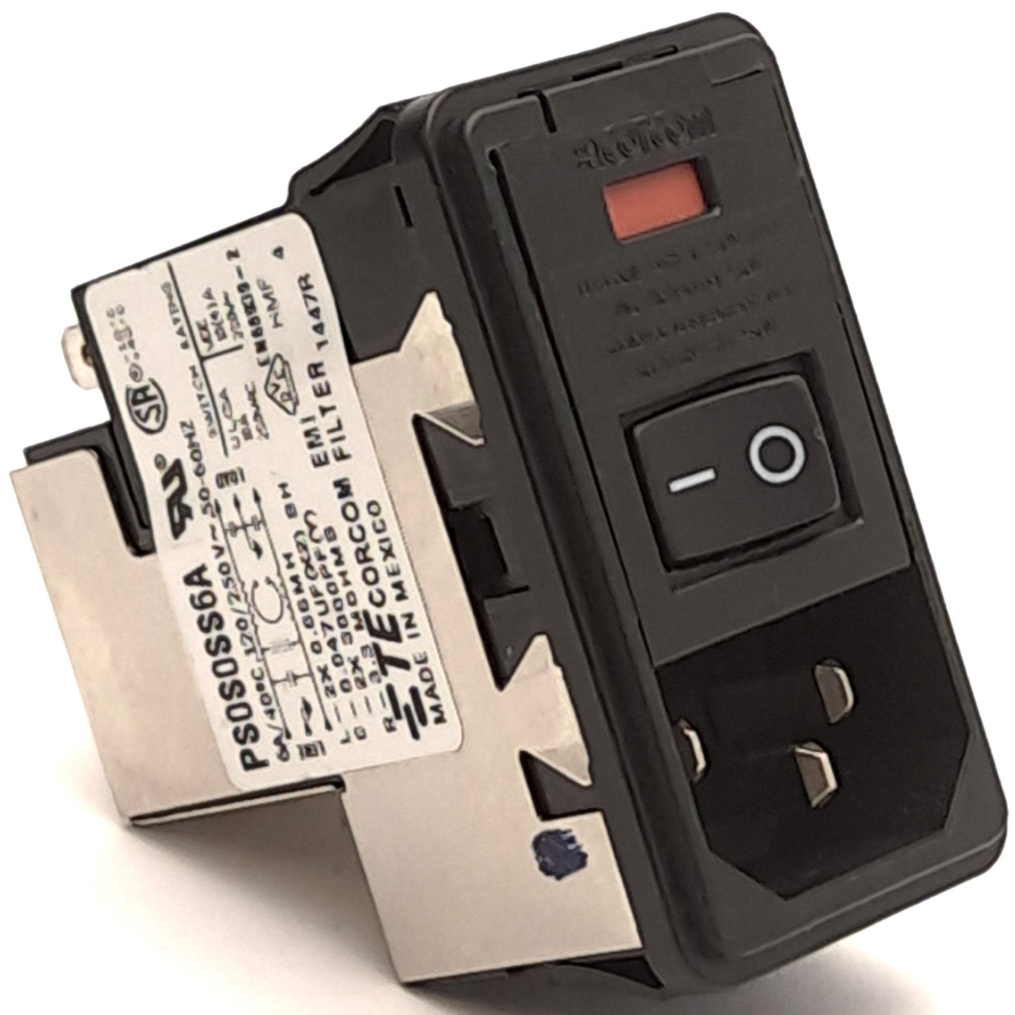 Used TE Connectivity PS0S0SS6A Power Entry Module, 6A 120~250VAC, 3-Position, Snap-In