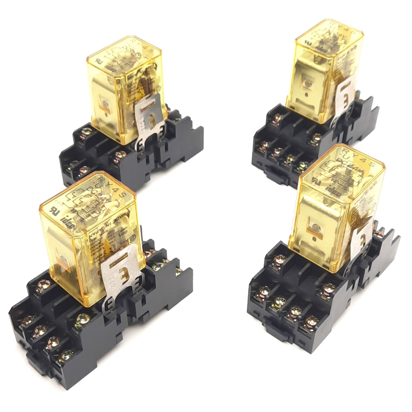 Used Lot of 4 IDEC RY4S-UDC24V Power Relay, 14-Pin, 4PDT 240VAC 5A, 24VDC Coil