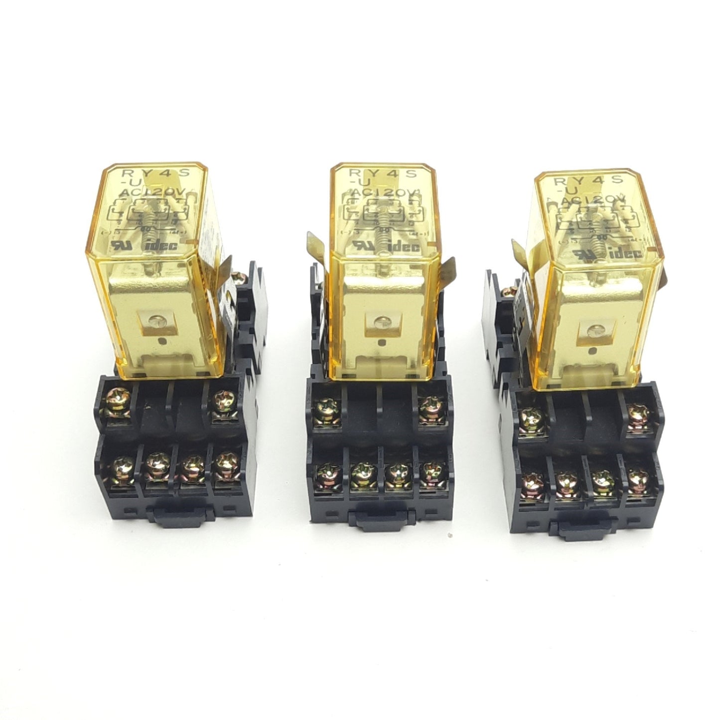 Used Lot of 3 IDEC RY4S-UAC120V Power Relay 14-Pin 4PDT 240VAC/30VDC 5A 120VAC Coil