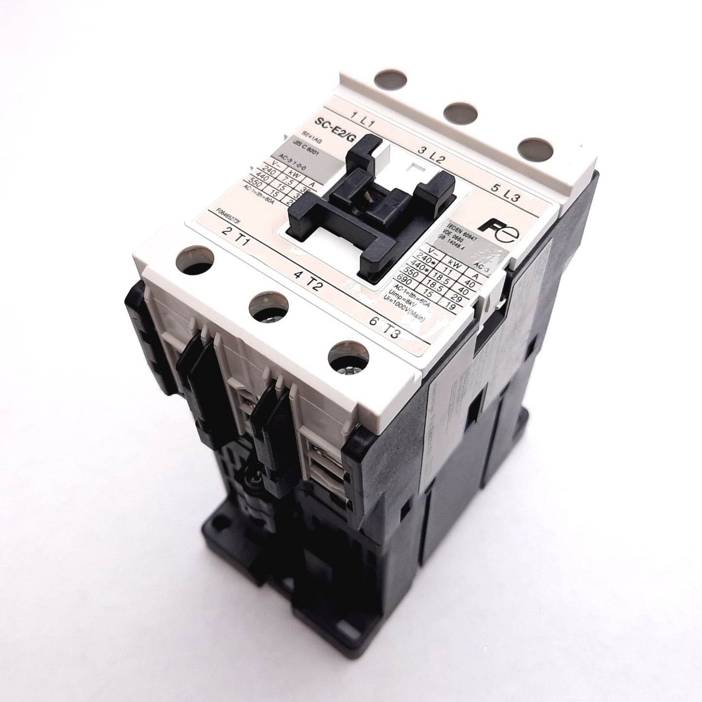 Used Fuji Electric SC-E2/G Contactor, 3-Pole, Coil: 24VDC, Contact: 60A 600VAC