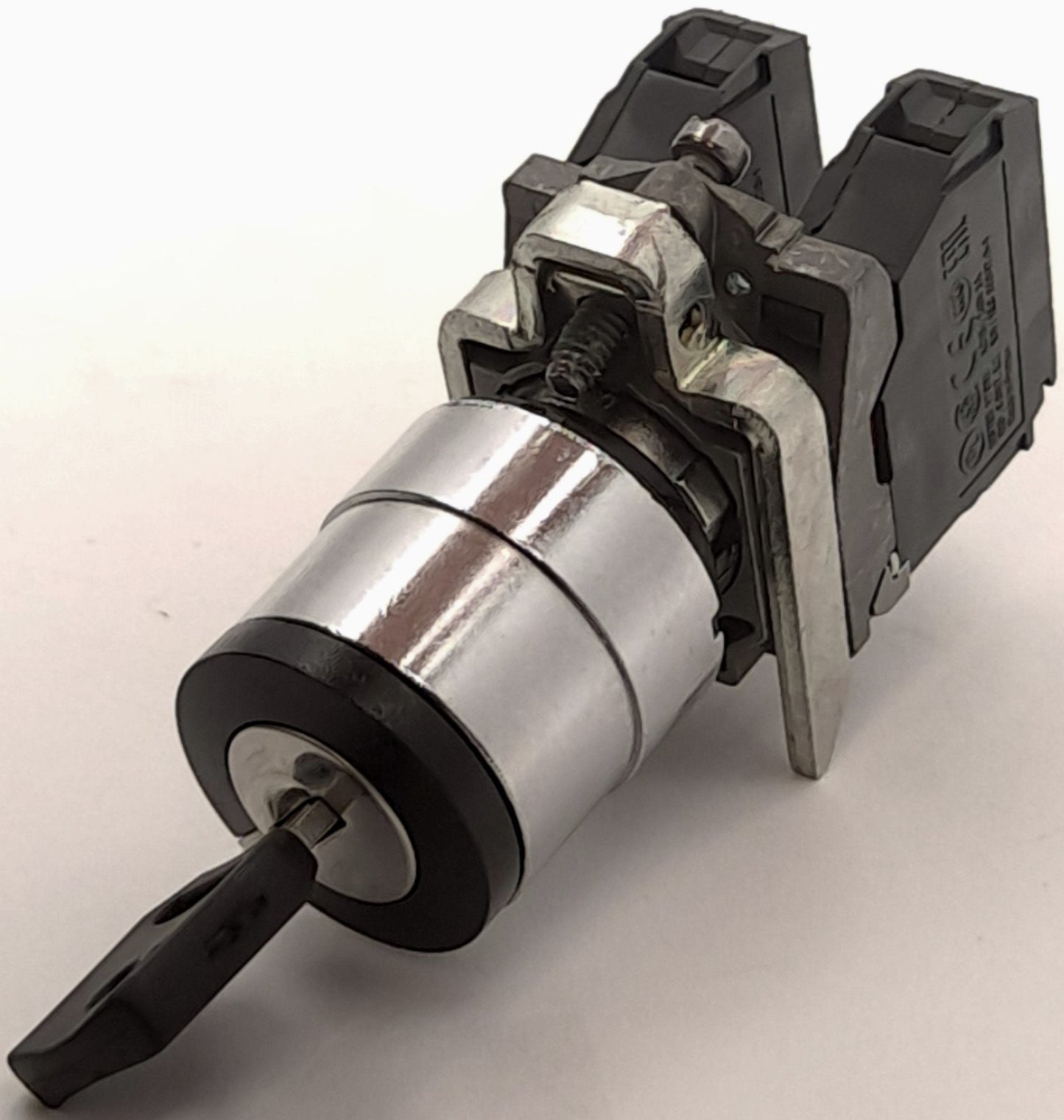 Used Schneider Electric XB5FG61C0, ZBE-102 Key Selector Switch w/ 2x Contact Blocks